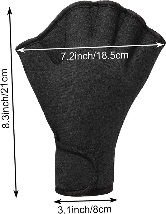2 Pairs Swimming Gloves Swim Training Gloves Neoprene Gloves Webbed Fitness Water Resistance Training Gloves for Swimming Diving with Wrist Strap