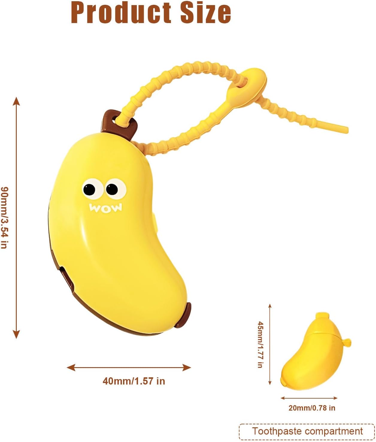 2PCS Banana Toothbrush Case, Portable Toothbrush Holder with Silicone Toothpaste Dispenser, Compact Hanging Travel Organizer for Home Camping Outdoor (Yellow)