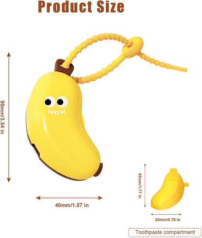 2PCS Banana Toothbrush Case, Portable Toothbrush Holder with Silicone Toothpaste Dispenser, Compact Hanging Travel Organizer for Home Camping Outdoor (Yellow)