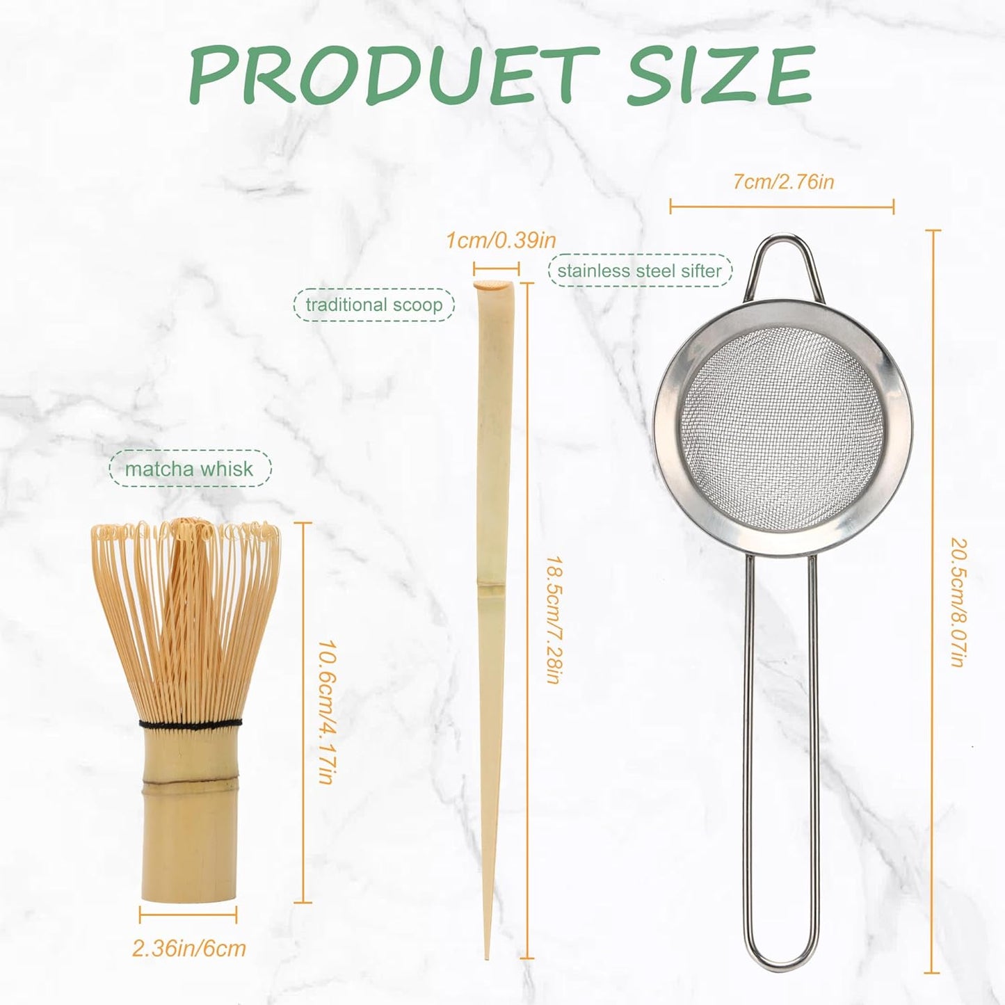 Matcha Whisk Set,Bamboo Matcha Whisk Set,Bamboo Matcha Whisk (Chasen),Traditional Scoop (Chashaku),Stainless Steel Sifter,Japanese Tea Tools for Ceremony