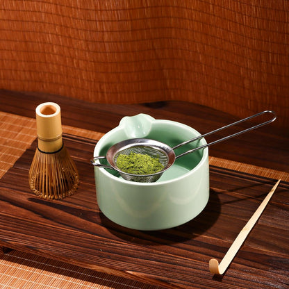 Matcha Whisk Set,Bamboo Matcha Whisk Set,Bamboo Matcha Whisk (Chasen),Traditional Scoop (Chashaku),Stainless Steel Sifter,Japanese Tea Tools for Ceremony