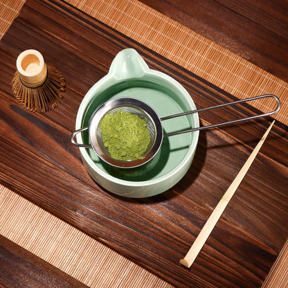 Matcha Whisk Set,Bamboo Matcha Whisk Set,Bamboo Matcha Whisk (Chasen),Traditional Scoop (Chashaku),Stainless Steel Sifter,Japanese Tea Tools for Ceremony