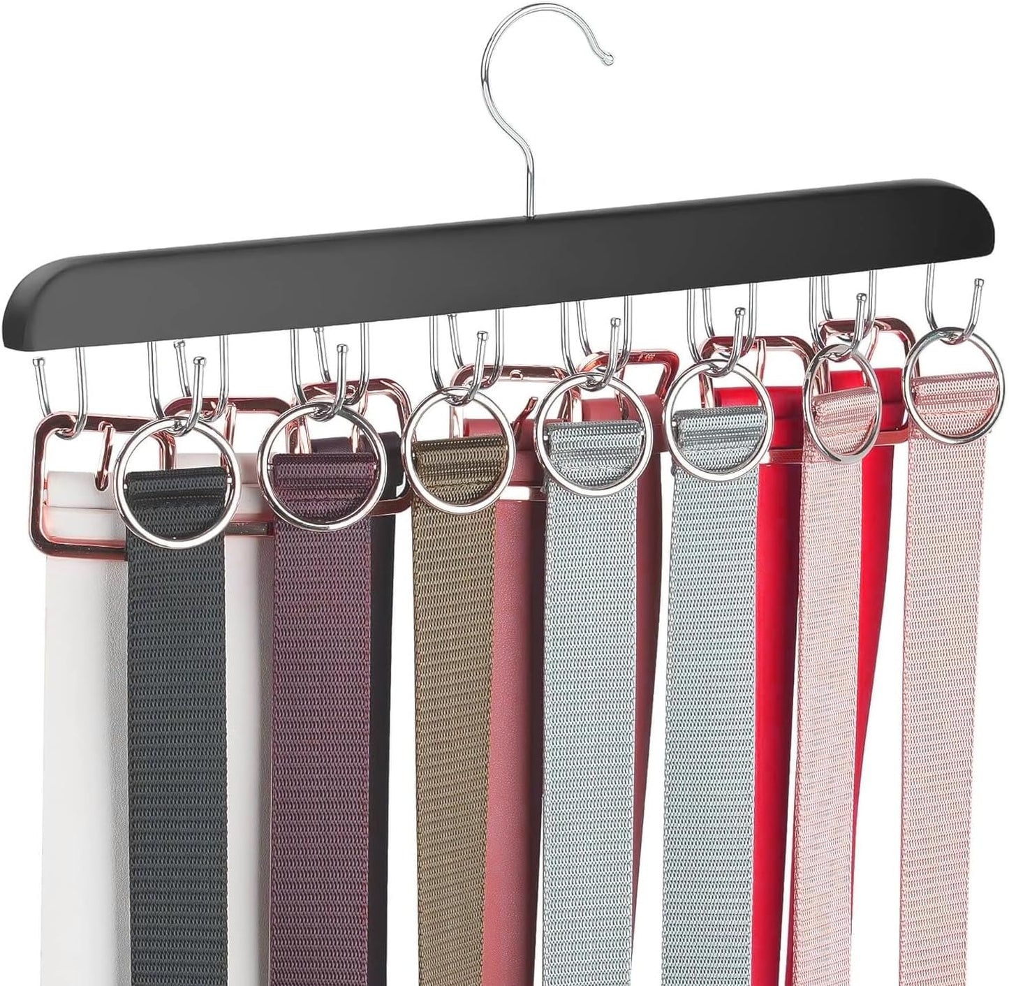 Belt Hanger Belt Organizer Tie Rack Tank Top Bra Hanger Tie Hanger Bra Organizer for Closet with 14 Hooks,Upgraded 360°Rotating,Space Saver for Underwear & Tie Storage 1pcs