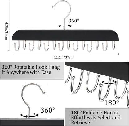 Belt Hanger Belt Organizer Tie Rack Tank Top Bra Hanger Tie Hanger Bra Organizer for Closet with 14 Hooks,Upgraded 360°Rotating,Space Saver for Underwear & Tie Storage 1pcs