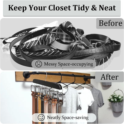Belt Hanger Belt Organizer Tie Rack Tank Top Bra Hanger Tie Hanger Bra Organizer for Closet with 14 Hooks,Upgraded 360°Rotating,Space Saver for Underwear & Tie Storage 1pcs