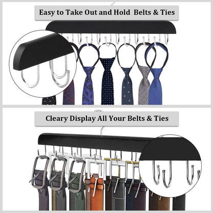 Belt Hanger Belt Organizer Tie Rack Tank Top Bra Hanger Tie Hanger Bra Organizer for Closet with 14 Hooks,Upgraded 360°Rotating,Space Saver for Underwear & Tie Storage 1pcs