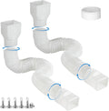 2 Pack Rain Gutter Downspout Extensions, Flexible Downspout Extender with 58"+68" Extendable Pipes for Rain Water Drainage, Durable Down Spout Drain Extension with Connector (White)