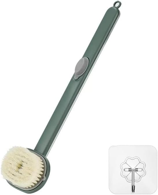 Long Handle Bath Massage Cleaning Brush with Soap Dispenser for Men Women Elderly Body Back Scrubber Storable Wash, Dispenser, (14 inch / 36 cm,Green） Hover Image