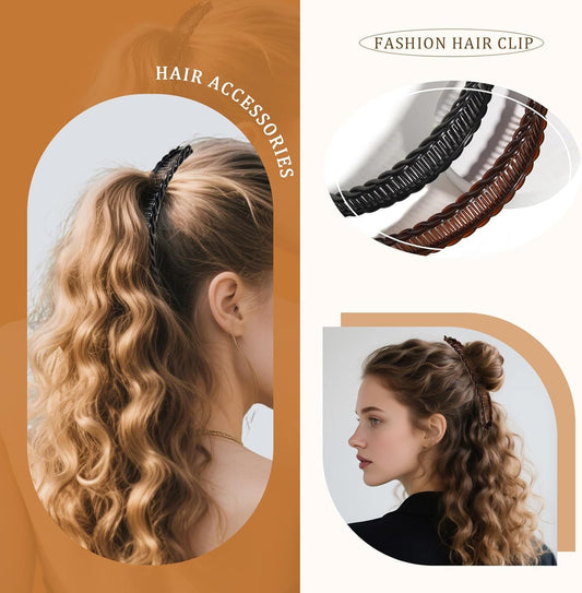 3Pcs Banana Clips Hair, Vintage Clincher Combs Banana Hair Clips Claws Hair Clips, Banana Clips Hair for Thick Hair (Black, White, Brown)