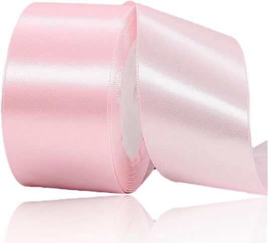 Blush Pink Ribbon 2 Inch x 25 Yards, Satin Fabric Ribbon for Christmas Gift Wrapping, Bows Making, Floral Bouquets, Wreaths, DIY Handicrafts, Sewing Projects, Birthday and Wedding Party Decoration