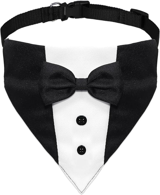Dog Tuxedo, Formal Dog Wedding Marriage Bandana Bow Tie Collar Adjustable Cat Costume Pet Party Tux for Small, Medium and Large Dogs Engagement Birthday
