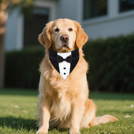 Dog Tuxedo, Formal Dog Wedding Marriage Bandana Bow Tie Collar Adjustable Cat Costume Pet Party Tux for Small, Medium and Large Dogs Engagement Birthday