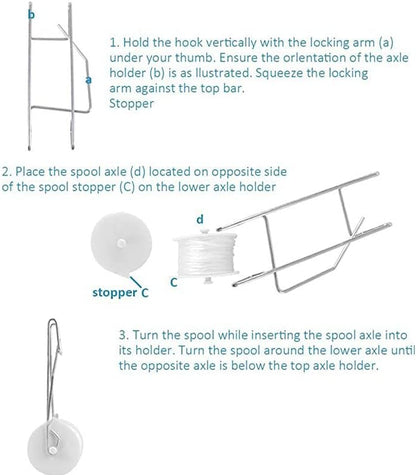 10 PCS Tomato Roller Hooks with String & 40 Clips, 49.2FT Twine Tomato Trellis Kit - Climbing Support for Tomato, Flower Vine, Greenhouse, Home Gardening (10 PCS)