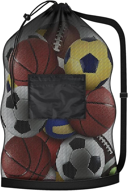 40 * 28 in Extra Large Sports Ball Bag Mesh, Heavy Duty Soccer Ball Net Bag, Con Adjustable Shoulder Strap, for Swimming, Diving, Travel, Gym, Camping, Training, Sports