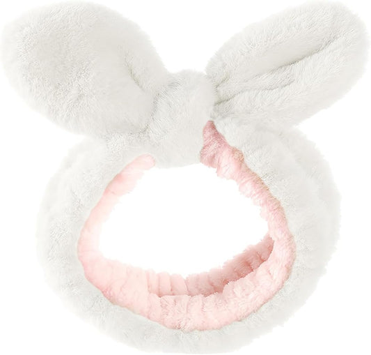 Skin Care Headband, Facial Wash Band, Bunny Ear, Bath Shower, Girls Rubber Makeup (B, M)
