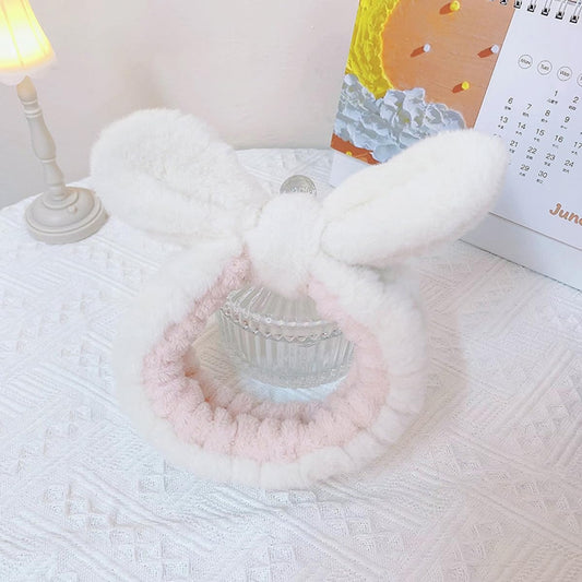 Skin Care Headband, Facial Wash Band, Bunny Ear, Bath Shower, Girls Rubber Makeup (B, M)