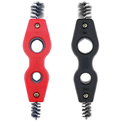 2 PCS 4 in 1 Copper Tubing Brush, 1/2 in and 3/4 in Copper Pipe Cleaner, Stainless Steel Coppers Tubing Wire Brush Cleaning Inside and Outside Thread, for Plumbing Installation, Soldering