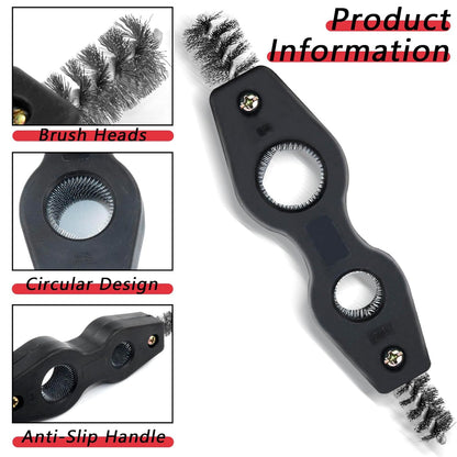 2 PCS 4 in 1 Copper Tubing Brush, 1/2 in and 3/4 in Copper Pipe Cleaner, Stainless Steel Coppers Tubing Wire Brush Cleaning Inside and Outside Thread, for Plumbing Installation, Soldering