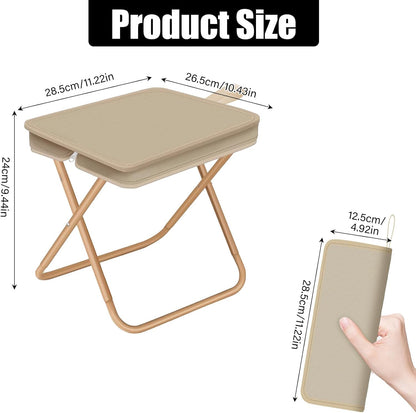 Folding Stool, Portable Camping Stool with Carry Bag, Retractable Foot Rest, Outdoor Folding Chair Stool, Ultralight Beach Fishing Chairs for Outdoors (Cream)