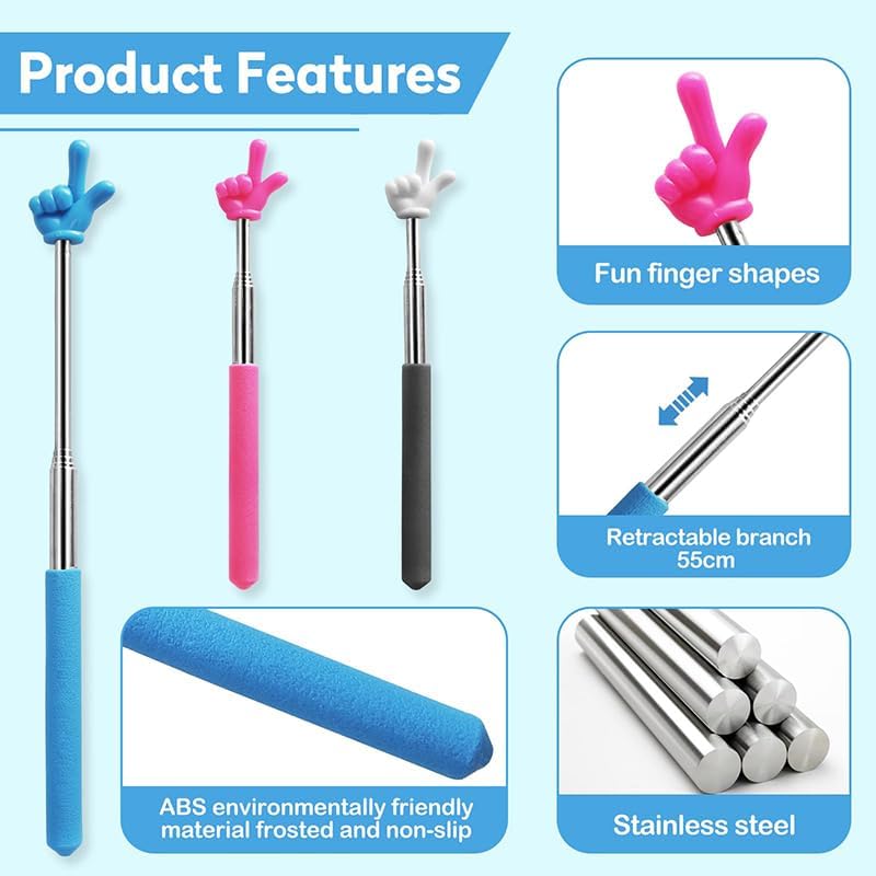 Retractable Reading Pointer Stick for Kids Teachers extendable lightweight durable Teaching tool for classroom presentations perfect for reading guidance Instruction (blue)