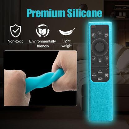2 Pack Remote Cover for Samsung Smart TV, Silicone Protective Case for Samsung Solar Cell Remote 2021 2022 BN59-01357 BN59-01385 BN59-01265A Anti-Slip Remote Case Glow in Dark (Glow Green +Glow Blue)