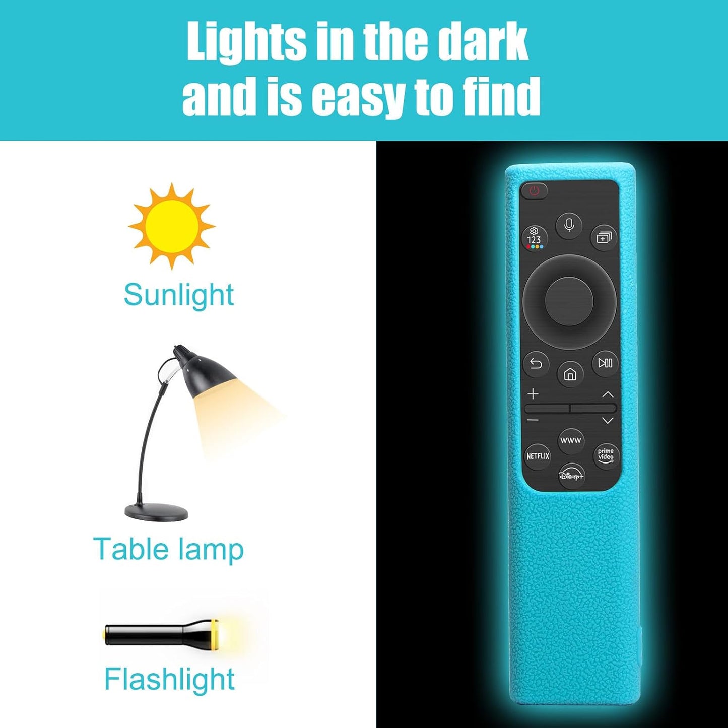 2 Pack Remote Cover for Samsung Smart TV, Silicone Protective Case for Samsung Solar Cell Remote 2021 2022 BN59-01357 BN59-01385 BN59-01265A Anti-Slip Remote Case Glow in Dark (Glow Green +Glow Blue)