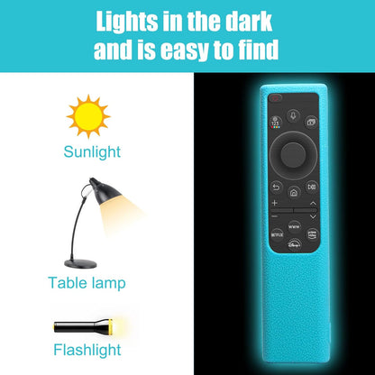 2 Pack Remote Cover for Samsung Smart TV, Silicone Protective Case for Samsung Solar Cell Remote 2021 2022 BN59-01357 BN59-01385 BN59-01265A Anti-Slip Remote Case Glow in Dark (Glow Green +Glow Blue)