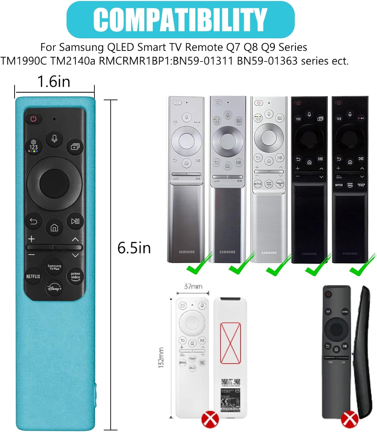 2 Pack Remote Cover for Samsung Smart TV, Silicone Protective Case for Samsung Solar Cell Remote 2021 2022 BN59-01357 BN59-01385 BN59-01265A Anti-Slip Remote Case Glow in Dark (Glow Green +Glow Blue)