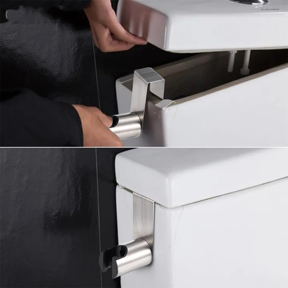 Stainless Steel+ABS Holder Hook Hanger for Hand Shower Toilet Bidet Sprayer Brushed Nickel