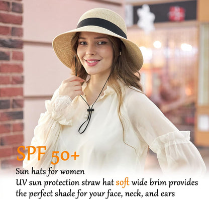 Women's Sun Hats UV Protection Large Wide Brim Hat Women Packable Sun Hat for Women Straw Hats