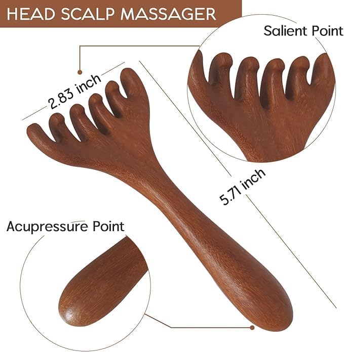 Head Massager Scalp 2 Pack, Protable Head Scratcher Massager for Relaxation & Stress Reduction, Wood Comb Gift for Mother, Sister and Lover