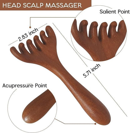 Head Massager Scalp 2 Pack, Protable Head Scratcher Massager for Relaxation & Stress Reduction, Wood Comb Gift for Mother, Sister and Lover