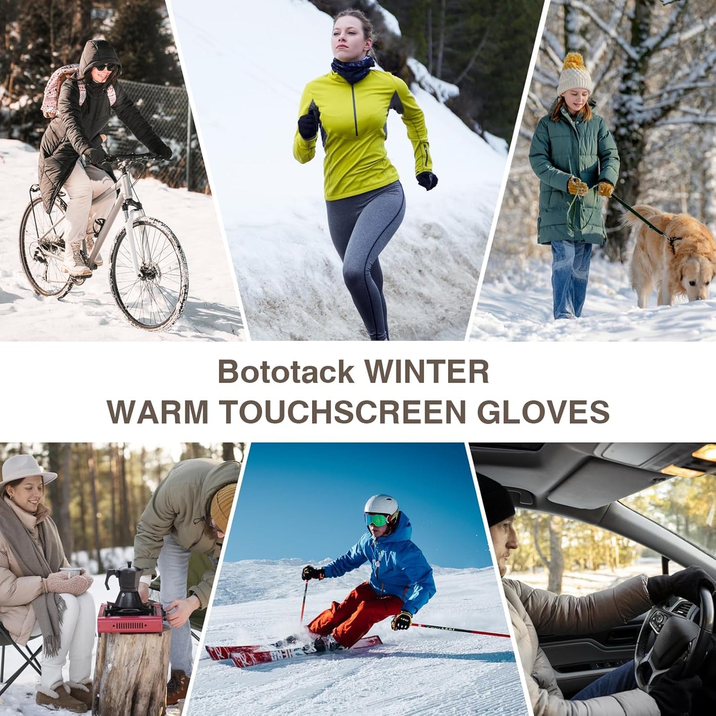 Winter Thermal Gloves Men Women, Thick Knited Touch Screen Gloves Warm Fleece Lined Gloves for Driving Running