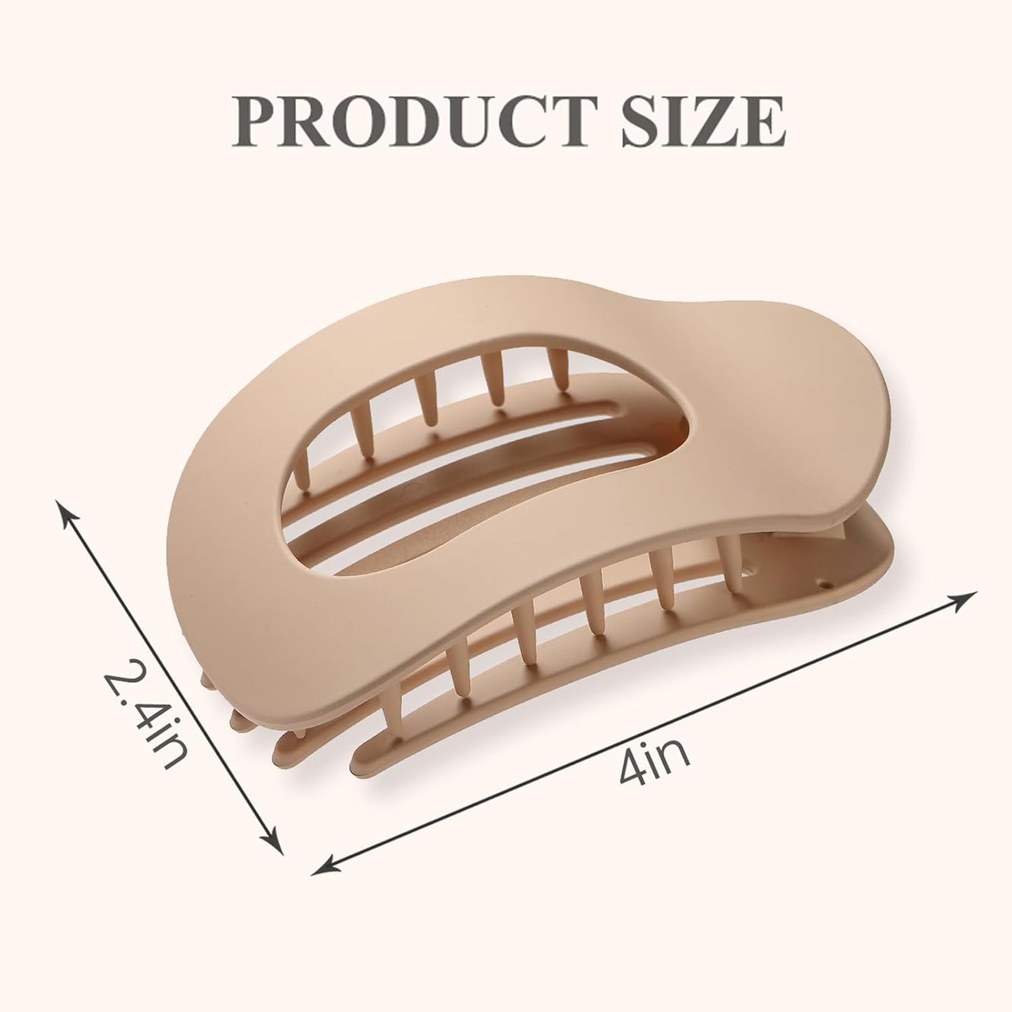 4 PCS Flat Hair Clips, Round Lay Down Claw Clips for Women Girls, French Strong Hold Hair Barrettes for Thick Thin Hair, Comfortable Curved Design - For Lying, Driving and More (Neutral Matte)