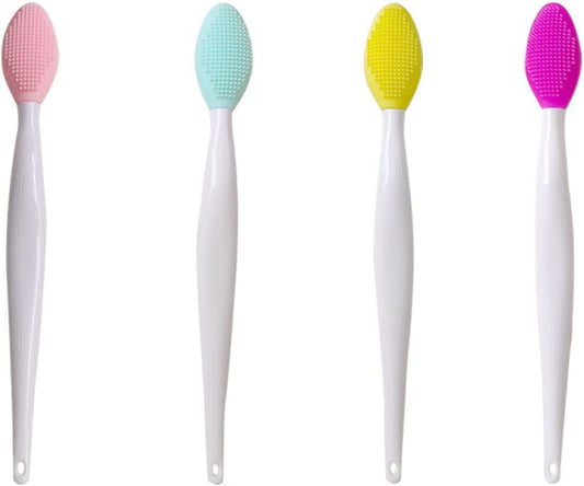 4 PCS Lip Scrub Brush,Double-Sided Silicone Exfoliating Lip Brush Exfoliating Brush for Men Wome Double-sided Soft Lip Brush for Smoother and Fuller Lip Appearance