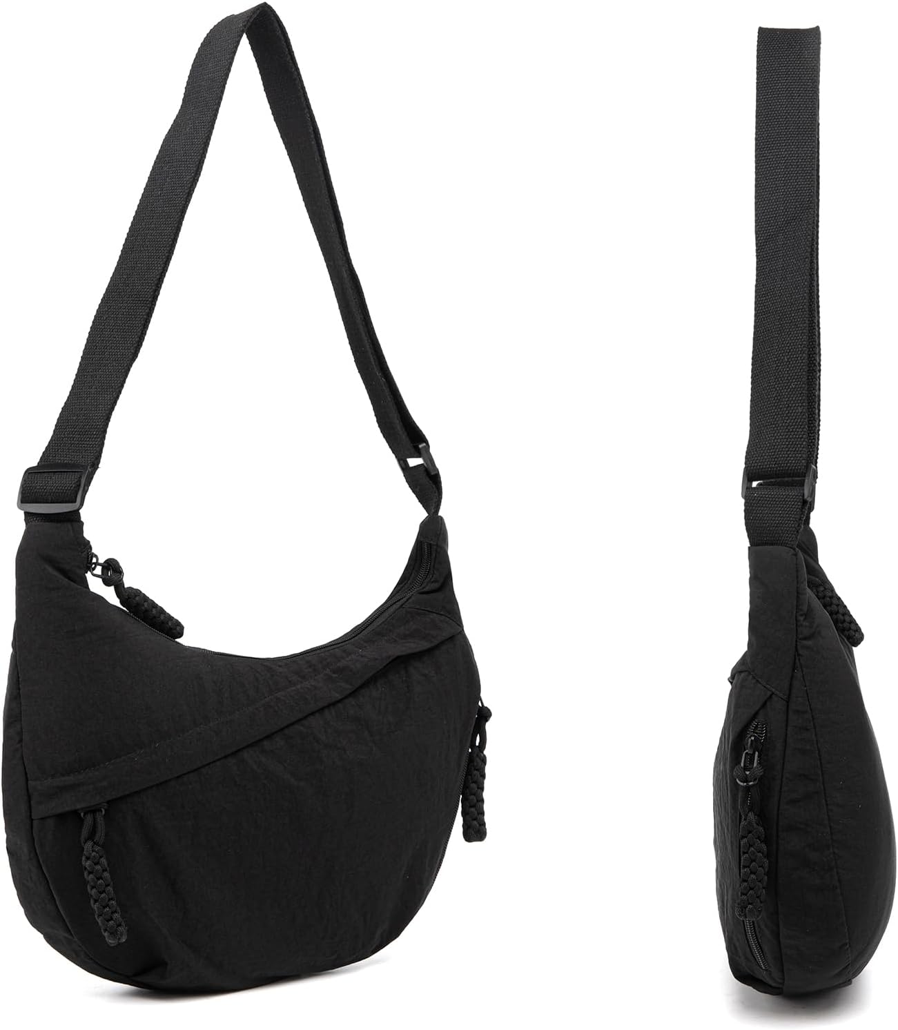 Crescent Bag for Women Men Nylon Crossbody Bags Multi-Pocket Sling Bag Roomy Hobo Bags Moon Bag Slouchy Dumpling Bag