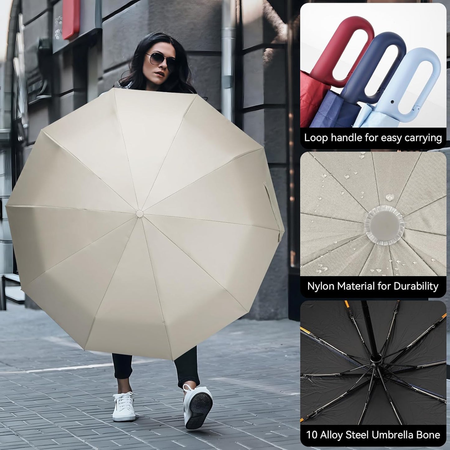 Folding & Inverted Umbrella, Outdoor Travel Umbrella, 46 Inch Portable Reverse Folding Umbrella，Windproof Folding Umbrella for Men and Women