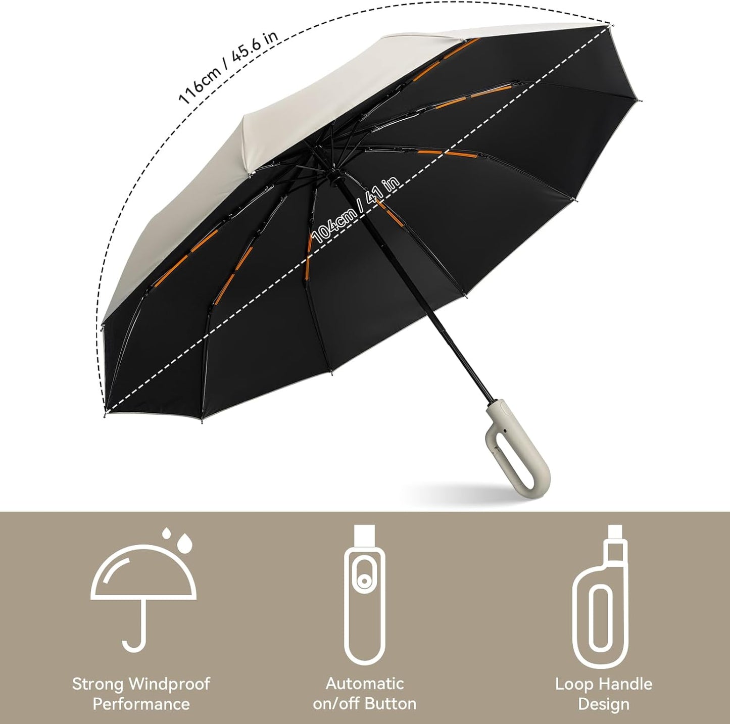 Folding & Inverted Umbrella, Outdoor Travel Umbrella, 46 Inch Portable Reverse Folding Umbrella，Windproof Folding Umbrella for Men and Women