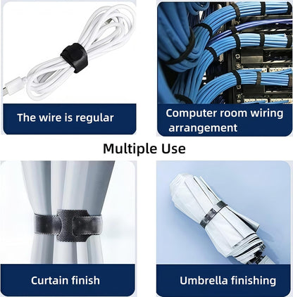 100 PCS 6 Inches Reusable Cable Ties, Adjustable Wire Ties, Cable Organizer, Cord Wrap and Hook Loop Cords Management for Organizing Home, Office, Data Centers（Black）