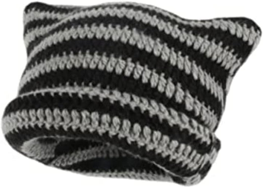 Crochet Hats for Women Cat Beanie Vintage Beanies Women Fox Hat Grunge Accessories Slouchy Beanies for Women
