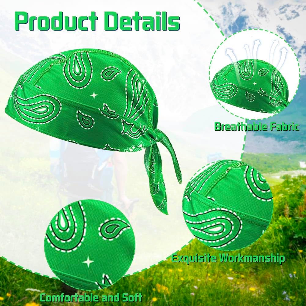 8Pcs Do Rag Skull Cap Bandana Hat Doo Rags Beanie Cooling Sweat Wicking Head Wraps Cycling Helmet Liner