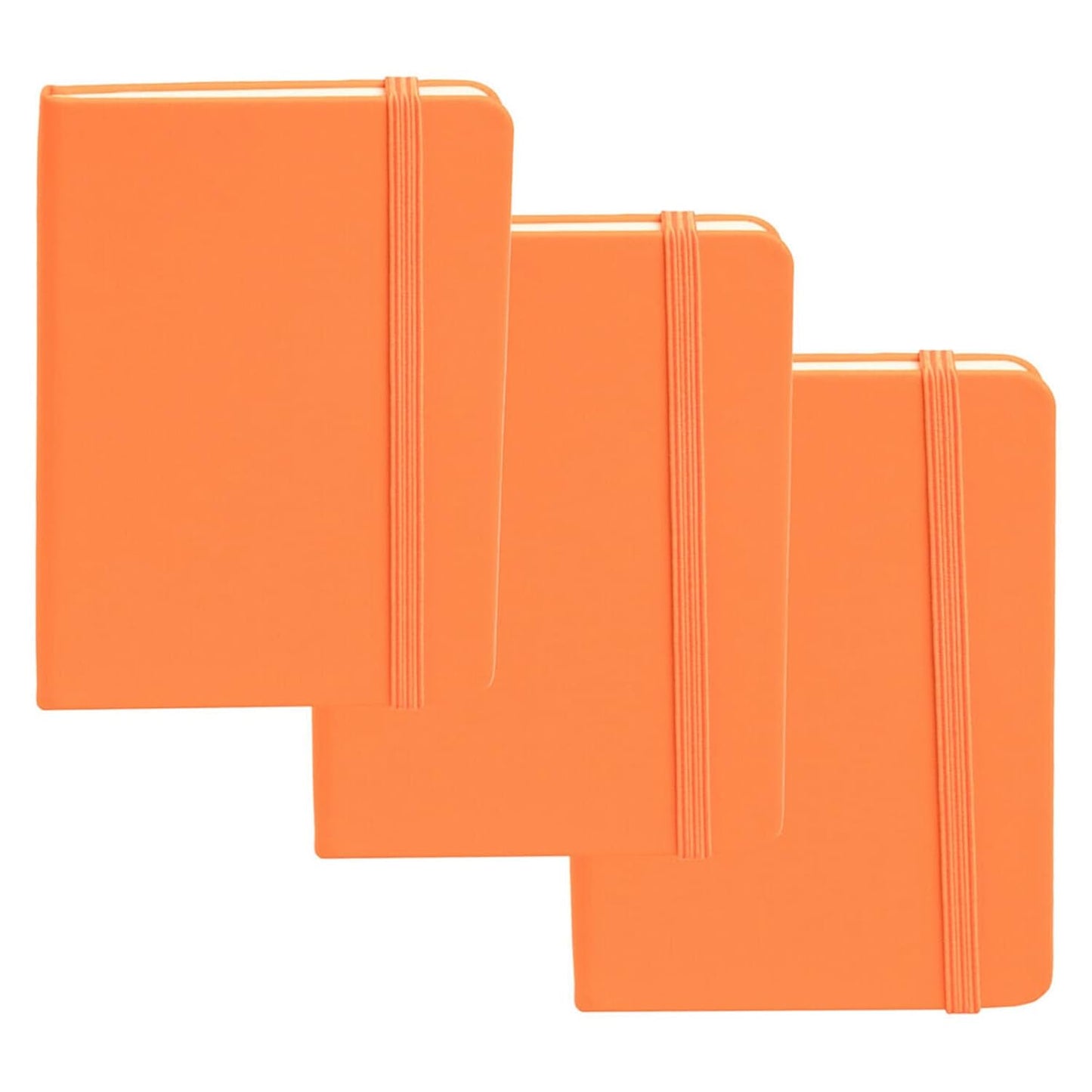 3Pcs Leatherette A6 Journal Writing Notebook Elastic Band Lined Paper School Office Supplies (Blue)