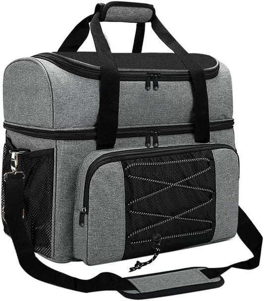 Bowling Bag for 2 Balls Portable Bowling Tote Bag with Padded Ball Holder for Double Ball and Pair of Bowling Shoes up to Mens 16
