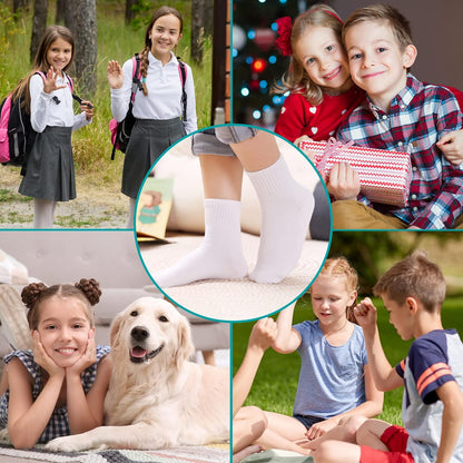 Kids Athletic Crew Socks Boys Girls Cotton School Uniform Casual Basic Socks 6 Pairs