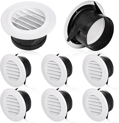 8 Pack Air Vent Round, 4 Inch Air Soffit Vent, ABS Louver Vent Cover with Built-in Fly Screen Mesh, Ceiling Louver Grille Cover for Garage, Bathroom, Kitchen, Office, Home Ventilation