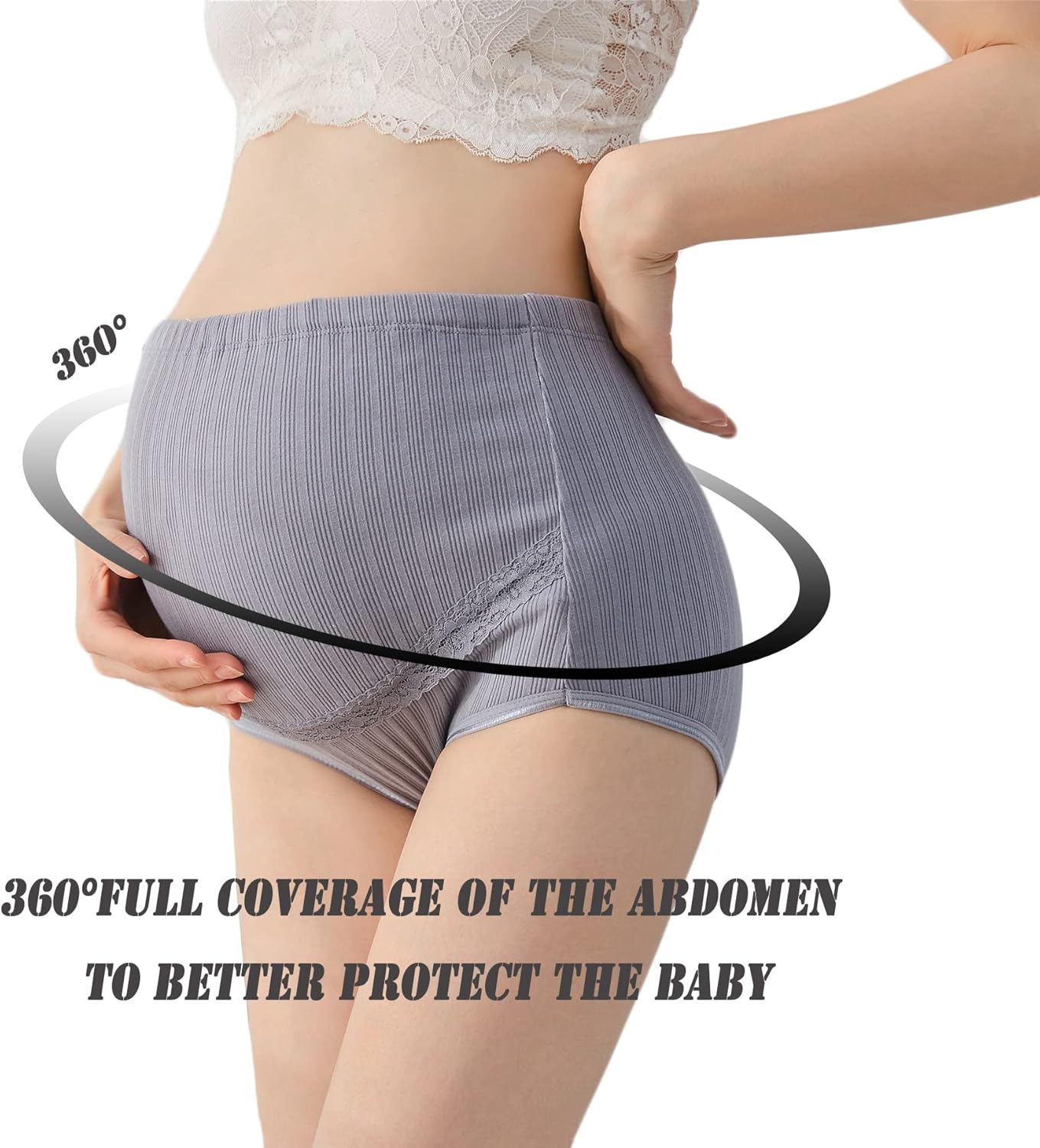 Maternity Cotton Underwear High Waist Adjustable Pregnancy Seamless Soft Hipster Panties Over Bump 4-Pack