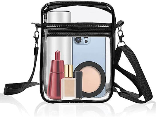 2-Pack Clear Bag Stadium Approved, Clear Crossbody Bag Purse Waterproof PVC Pocket（Style A :22 * 17 * 6cm+Style B: 20 * 15 * 5cm）