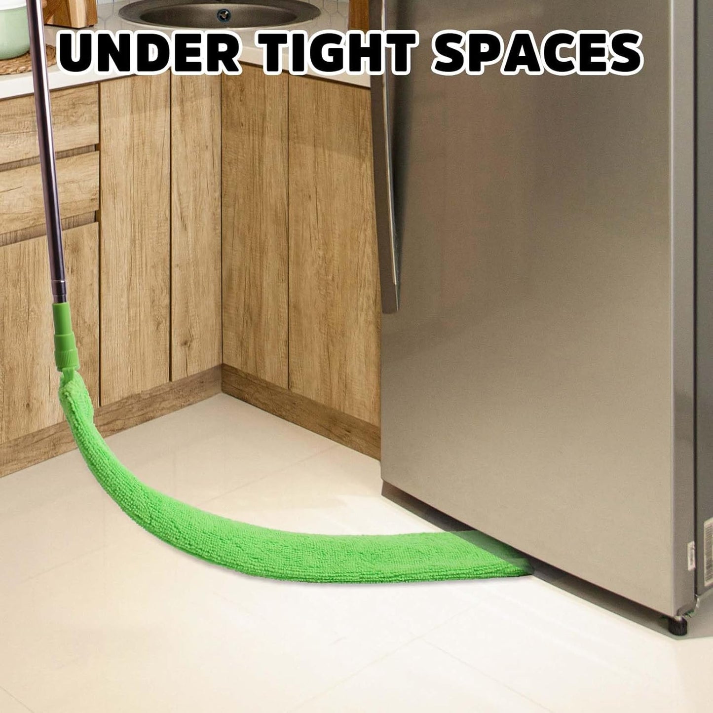 Retractable Gap Dust Cleaner Under Appliance Cleaning Tool,  Flat Duster for Under Refrigerator Fridge Stove Couch Bed, Skinny Thin Duster for Tight Spaces