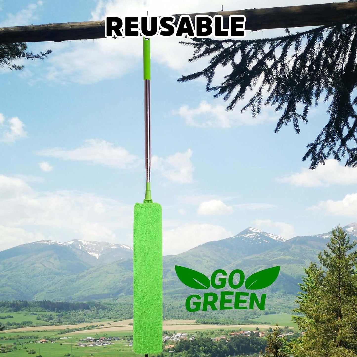 Retractable Gap Dust Cleaner Under Appliance Cleaning Tool,  Flat Duster for Under Refrigerator Fridge Stove Couch Bed, Skinny Thin Duster for Tight Spaces