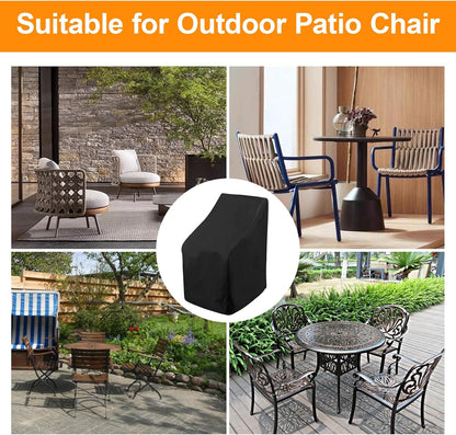 Waterproof Stacking Chair Covers for Outdoor Furniture, All-Weather Heavy-Duty 210D Oxford Fabric, Fits 25"x25"x47" Patio Chairs (Black, 1 PC)